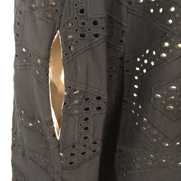 Maeve Anthro Eyelet Babydoll Dress Black Lined XS - Picture 5 of 8